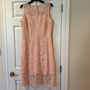 Women’s NWT Size 14 Dress Fitted Lace Overlay Sheer Bodice and Lower Hem